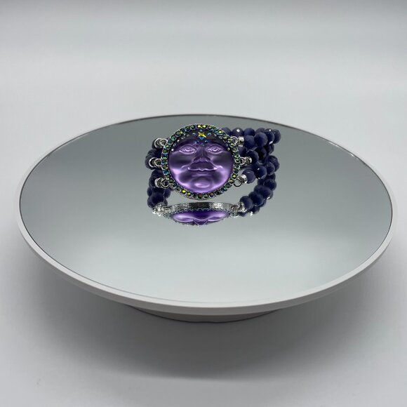 Kirks Folly Seaview Moon Bracelet Purple Rhinestone Crystal Bead Stretch RARE - Picture 6 of 6